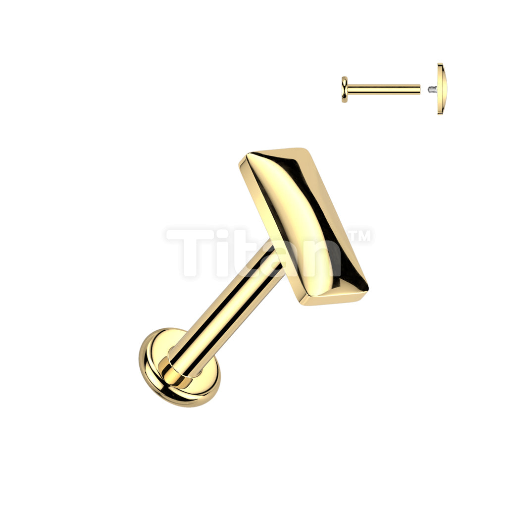 Implant Grade Titanium Internally Threaded Rounded Rectangle Top Labret, Flat Back Stud - Image 2