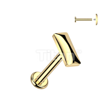 Implant Grade Titanium Internally Threaded Rounded Rectangle Top Labret, Flat Back Stud - Image 2
