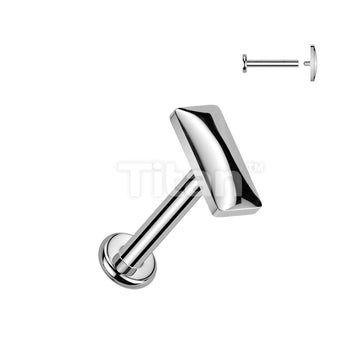 Implant Grade Titanium Internally Threaded Rounded Rectangle Top Labret, Flat Back Stud - Image 3