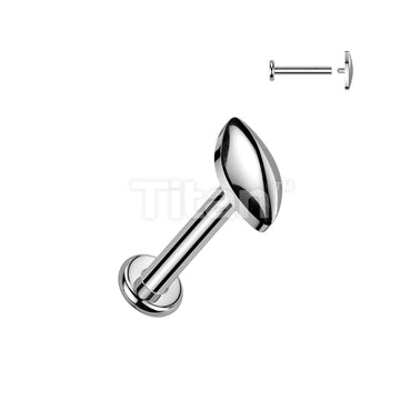 Implant Grade Titanium Internally Threaded Rounded Marquise Top Labret, Flat Back Stud - Image 3
