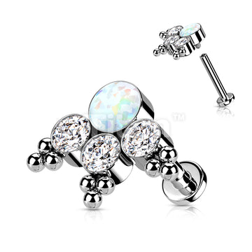 Implant Grade Titanium Internally Threaded Labret With Round Opal or CZ... - Image 5