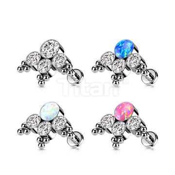 Implant Grade Titanium Internally Threaded Labret With Round Opal or CZ... - Image 8