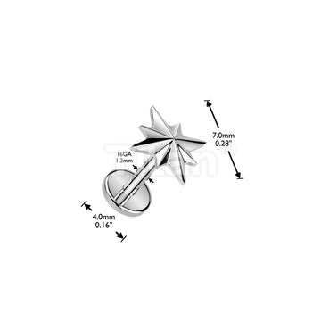 Titanium Internally Threaded Flat Back Labret With Starburst Top - Image 4
