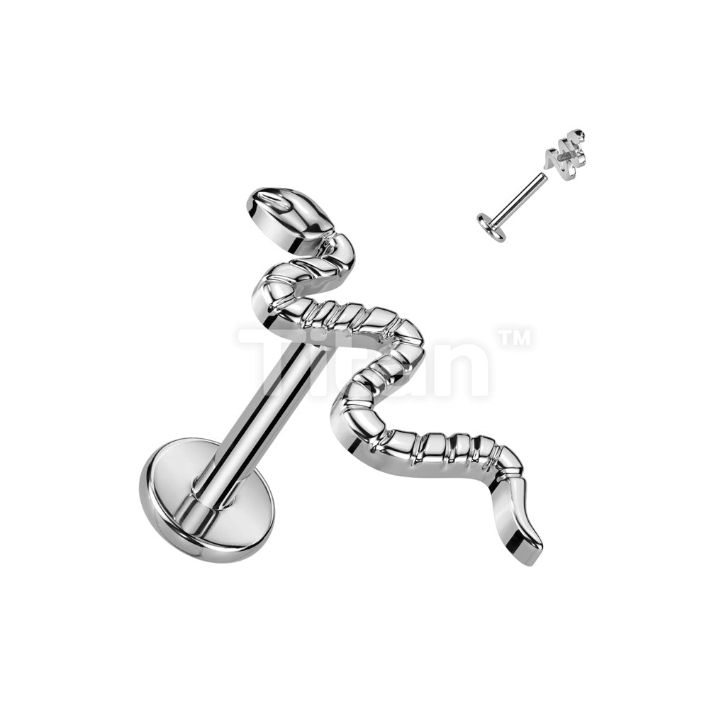 Implant Grade Titanium Internally Threaded Labret With Snake Top - Image 4