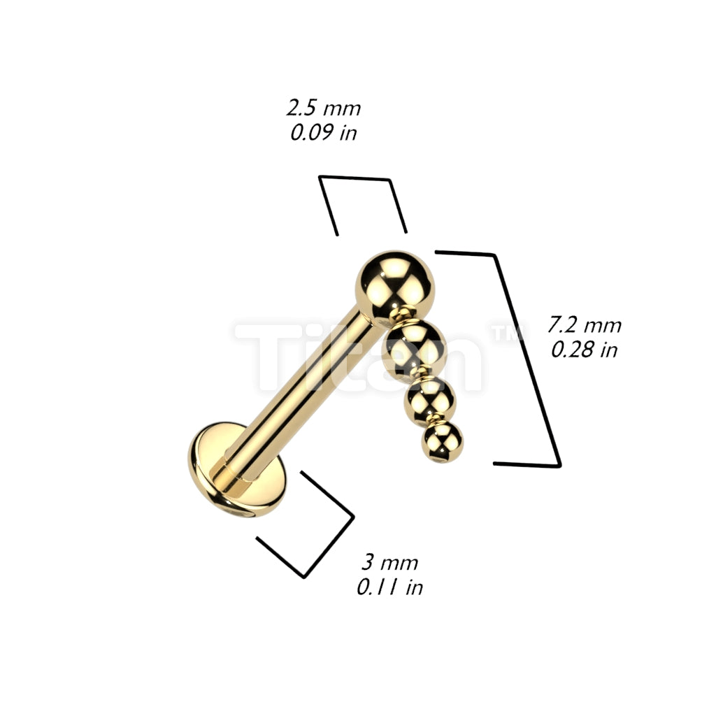 Implant Grade Titanium Internally Threaded Labret With Descending Beaded Ball Top - Image 4
