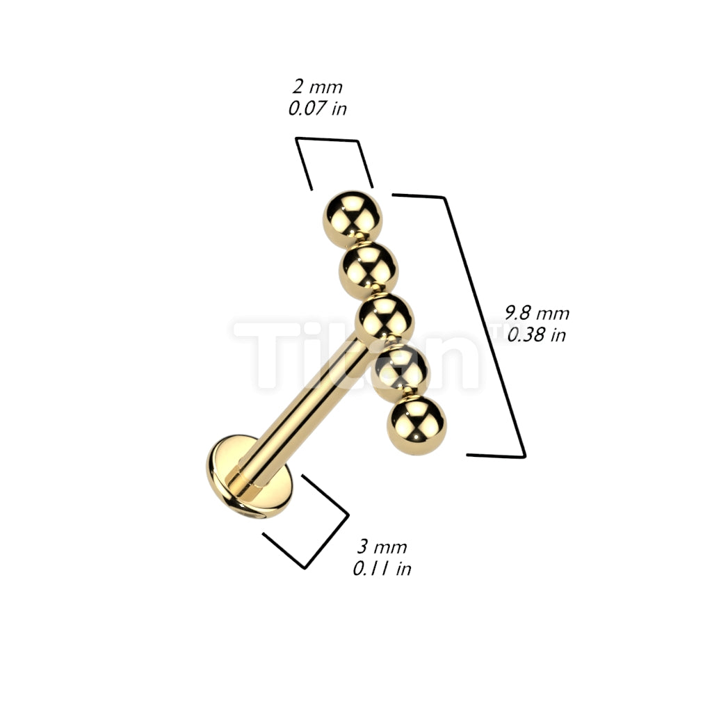Implant Grade Titanium Internally Threaded Labret With Straight Line Beaded Ball Top - Image 4