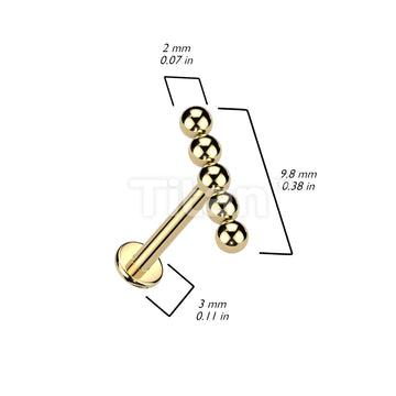 Implant Grade Titanium Internally Threaded Labret With Straight Line Beaded Ball Top - Image 4