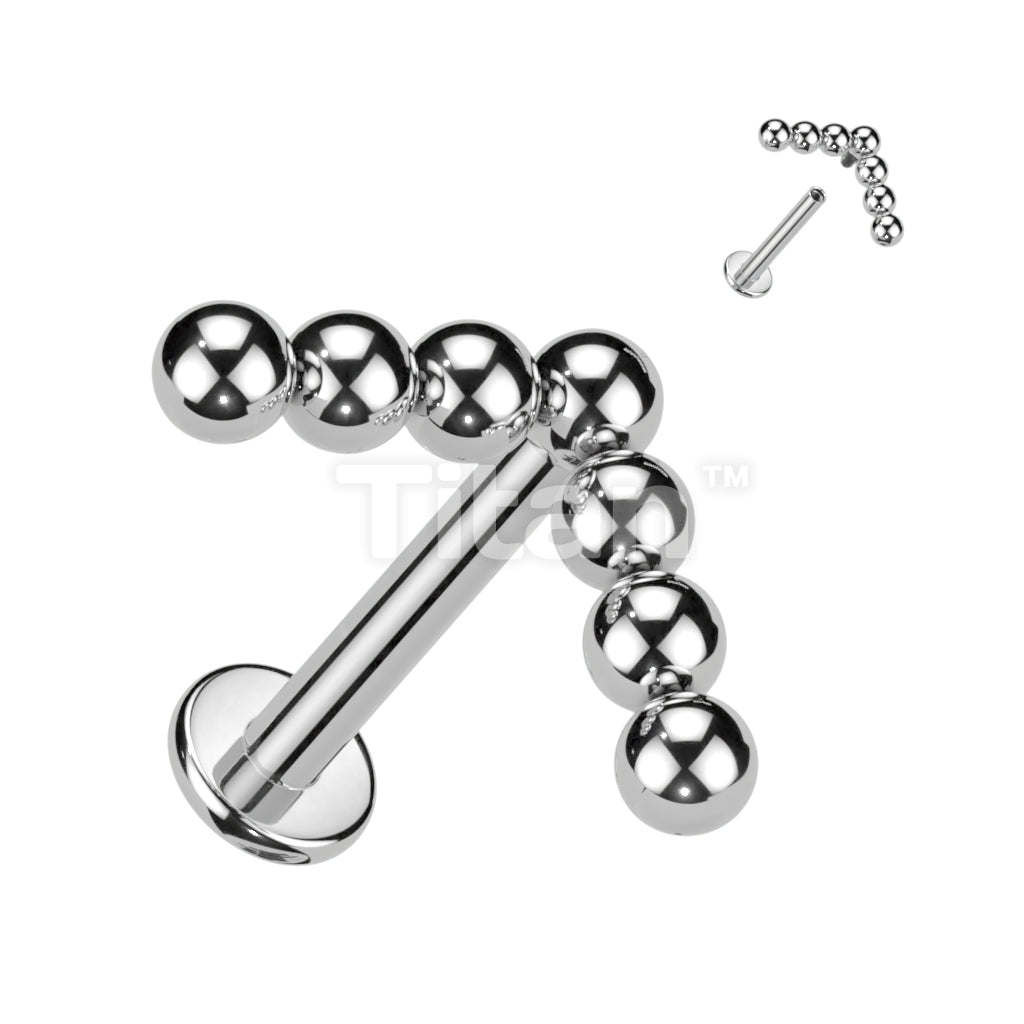 Implant Grade Titanium Internally Threaded Labret With Beaded Ball Chevron Line Top - Image 3