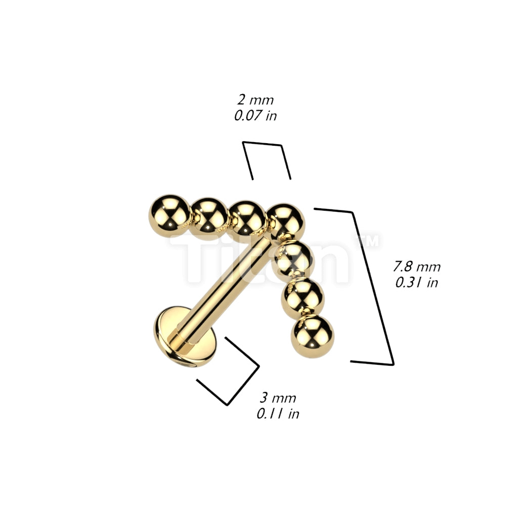 Implant Grade Titanium Internally Threaded Labret With Beaded Ball Chevron Line Top - Image 4