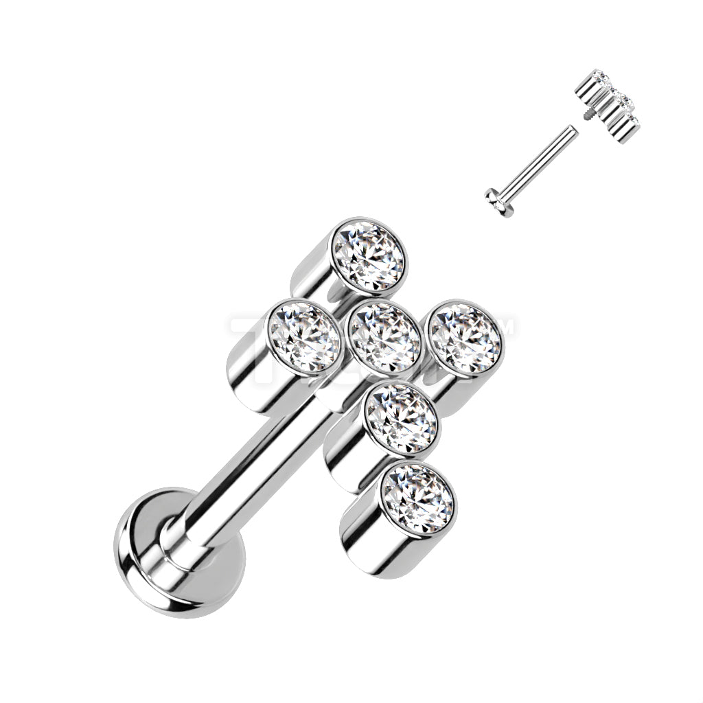 Implant Grade Titanium Internally Threaded Labret With CZ Cross Top - Image 2