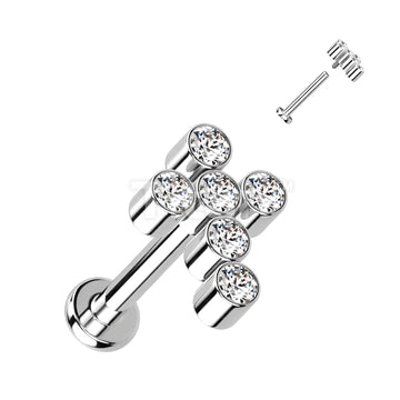 Implant Grade Titanium Internally Threaded Labret With CZ Cross Top - Image 2