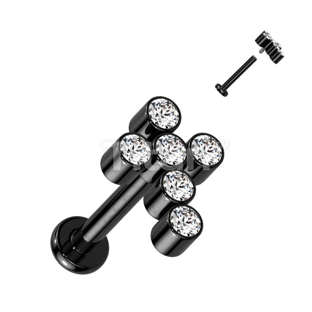Implant Grade Titanium Internally Threaded Labret With CZ Cross Top - Image 4