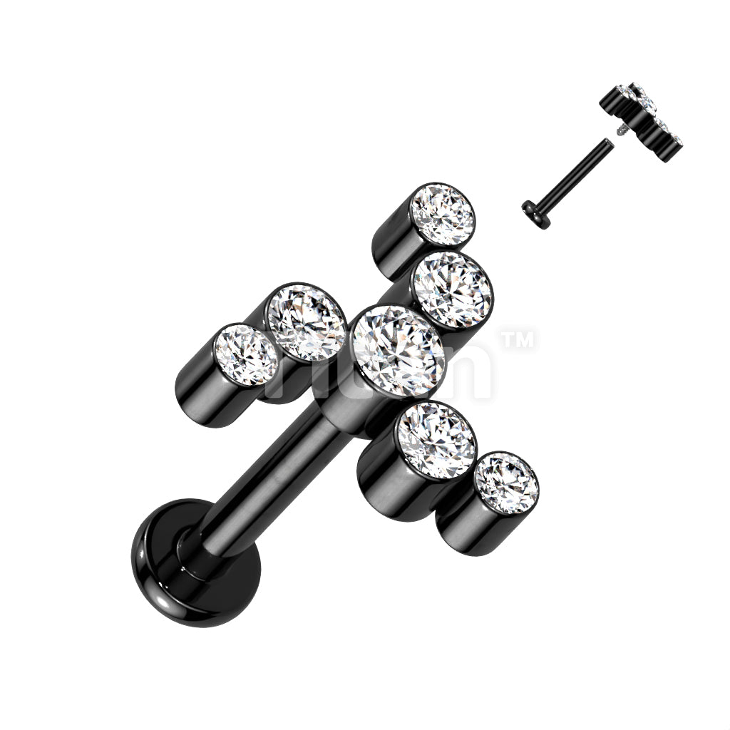 Implant Grade Titanium Internally Threaded Labret With CZ Swirl Top - Image 4