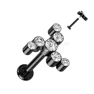 Implant Grade Titanium Internally Threaded Labret With CZ Swirl Top - Image 4
