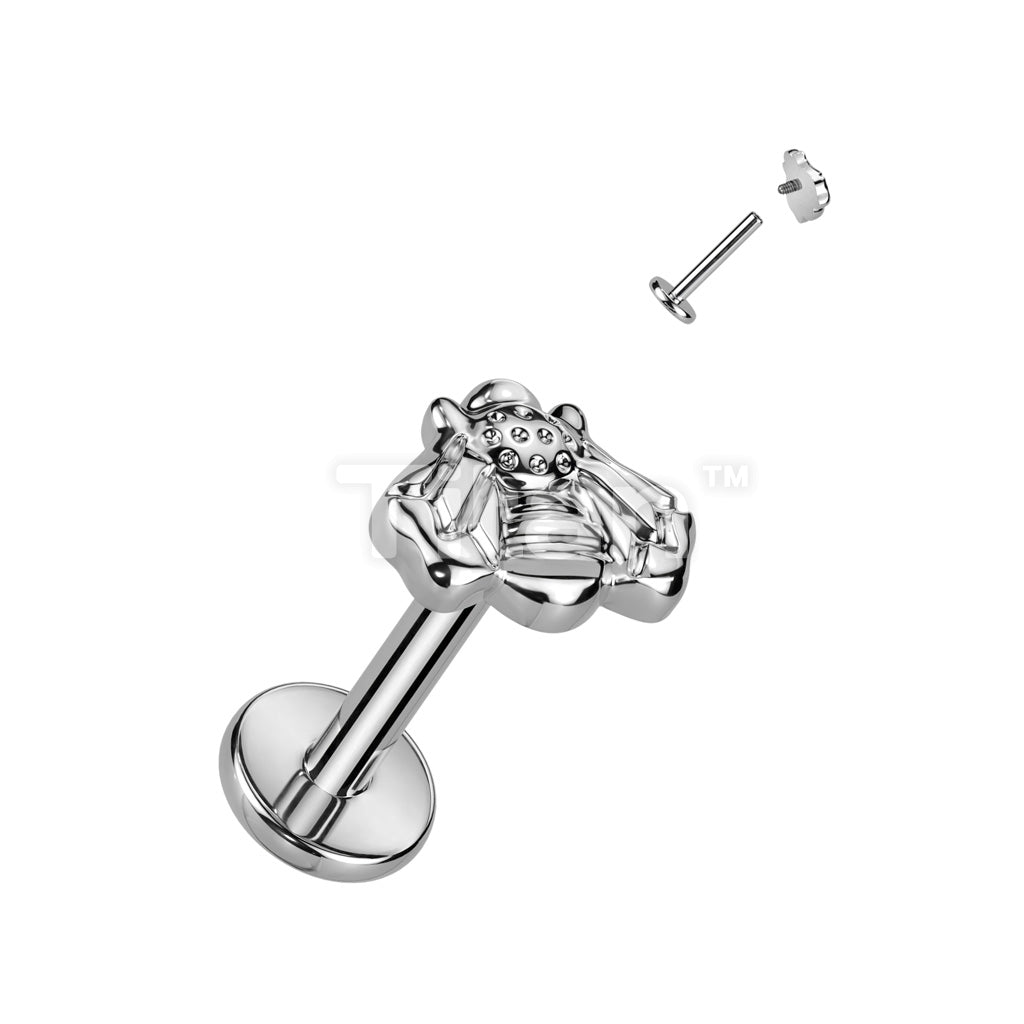Implant Grade Titanium Internally Threaded Labret With Bee Top - Image 3