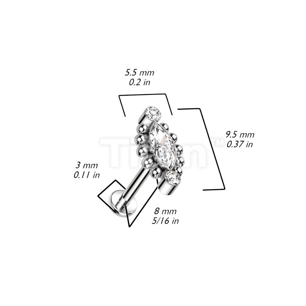 Implant Grade Titanium Internally Threaded Labret With Beaded Ball Edge... - Image 3