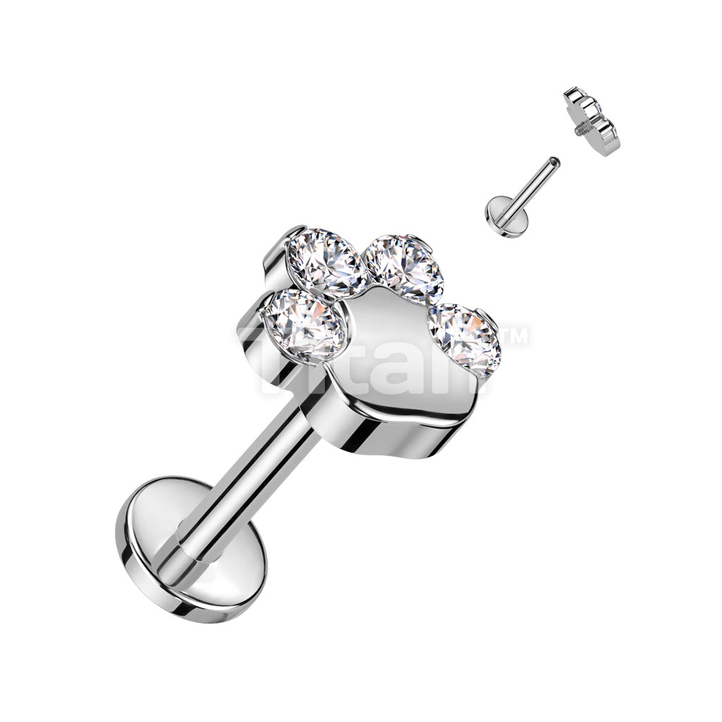 Implant Grade Titanium Internally Threaded Labret With CZ Paw Top - Image 2
