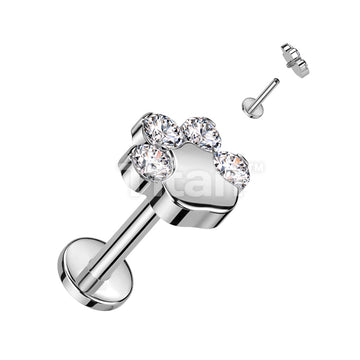 Implant Grade Titanium Internally Threaded Labret With CZ Paw Top - Image 2