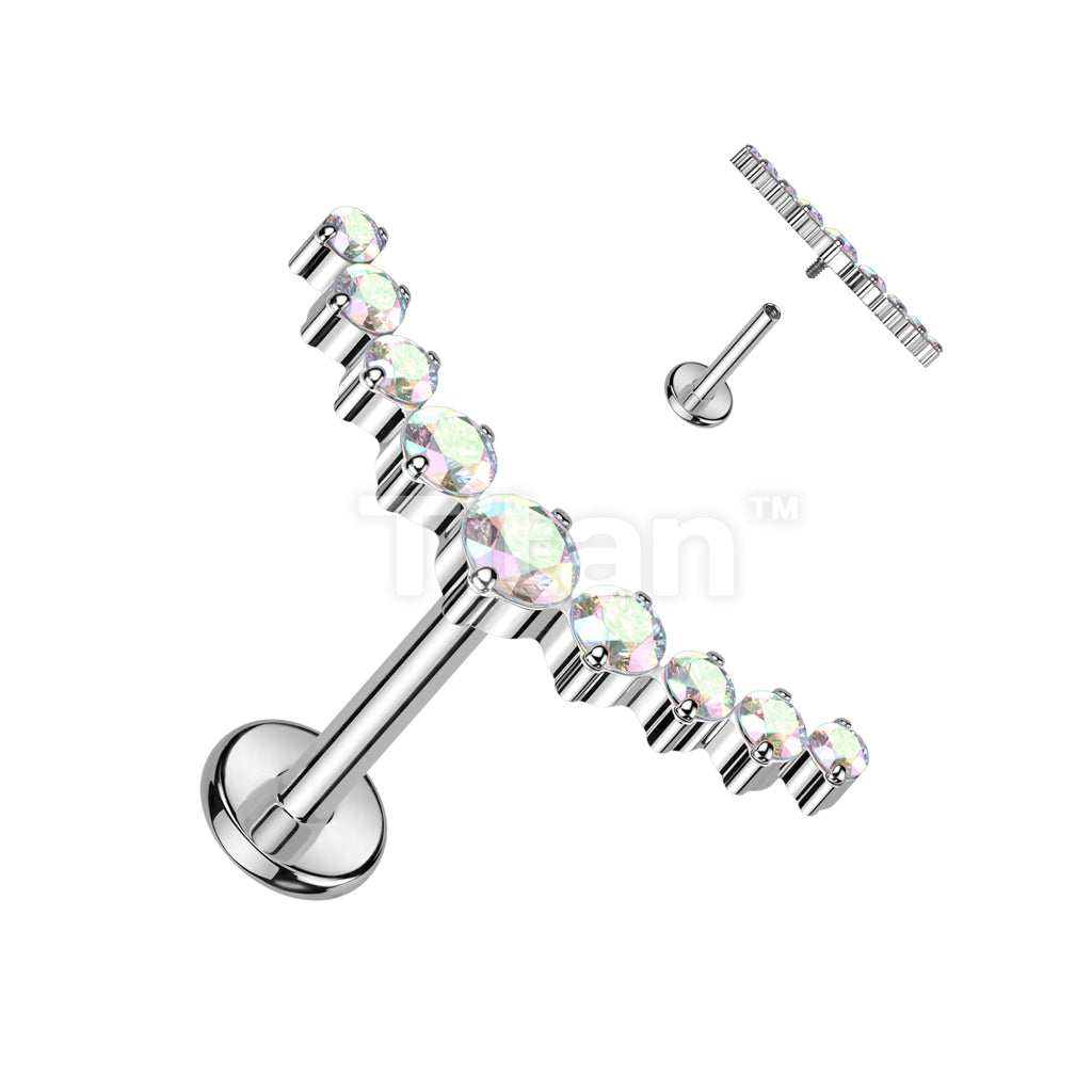 Implant Grade Titanium Internally Threaded Labret With 9 CZ Curved Top - Image 2