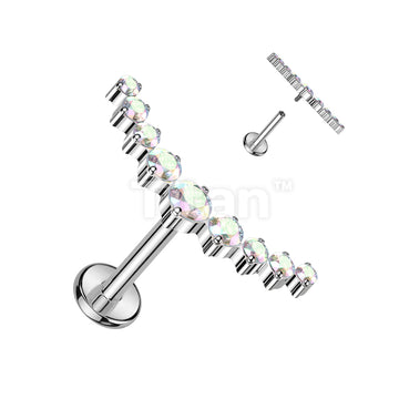 Implant Grade Titanium Internally Threaded Labret With 9 CZ Curved Top - Image 2