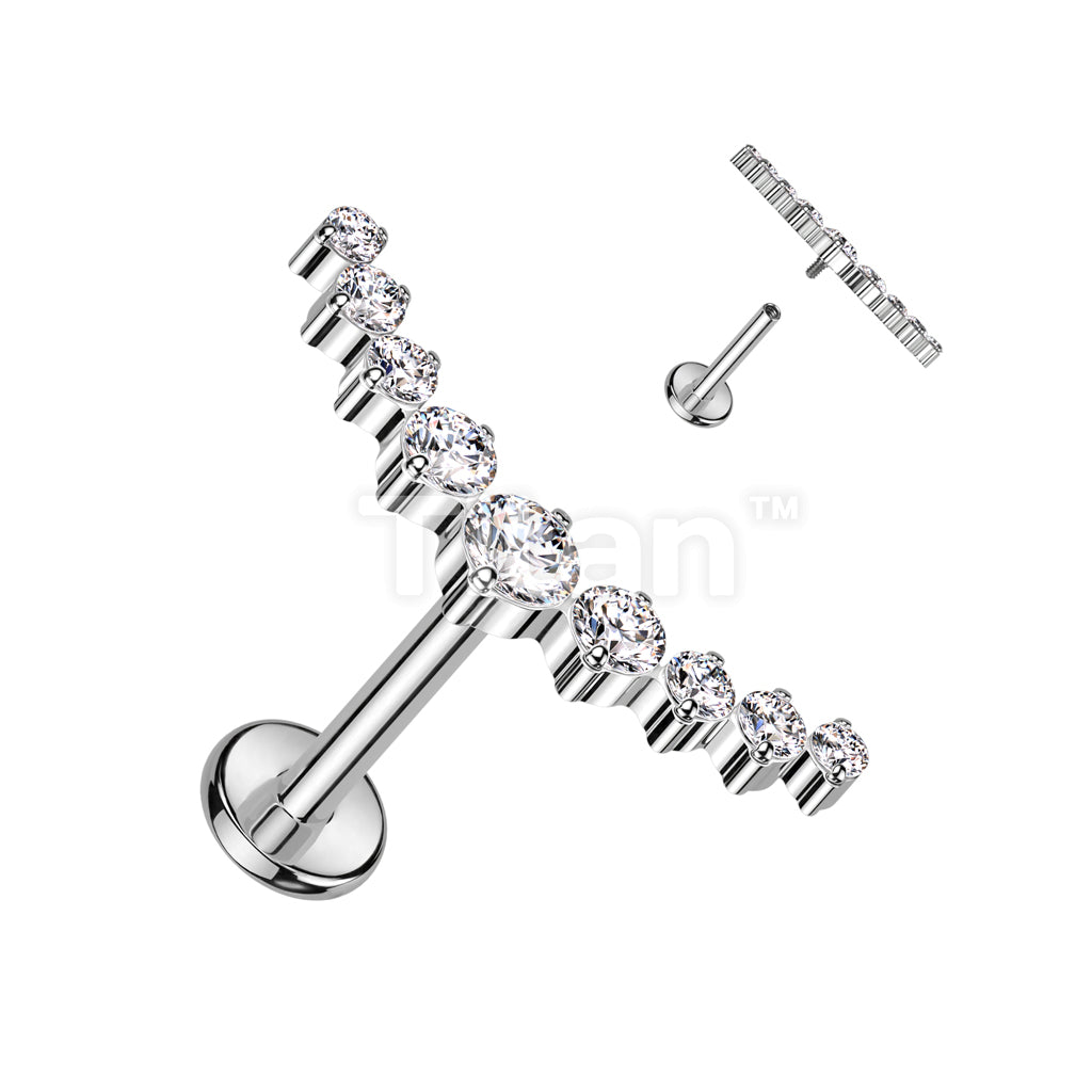 Implant Grade Titanium Internally Threaded Labret With 9 CZ Curved Top - Image 3