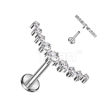 Implant Grade Titanium Internally Threaded Labret With 9 CZ Curved Top - Image 3