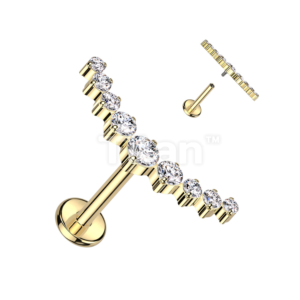 Implant Grade Titanium Internally Threaded Labret With 9 CZ Curved Top - Image 4