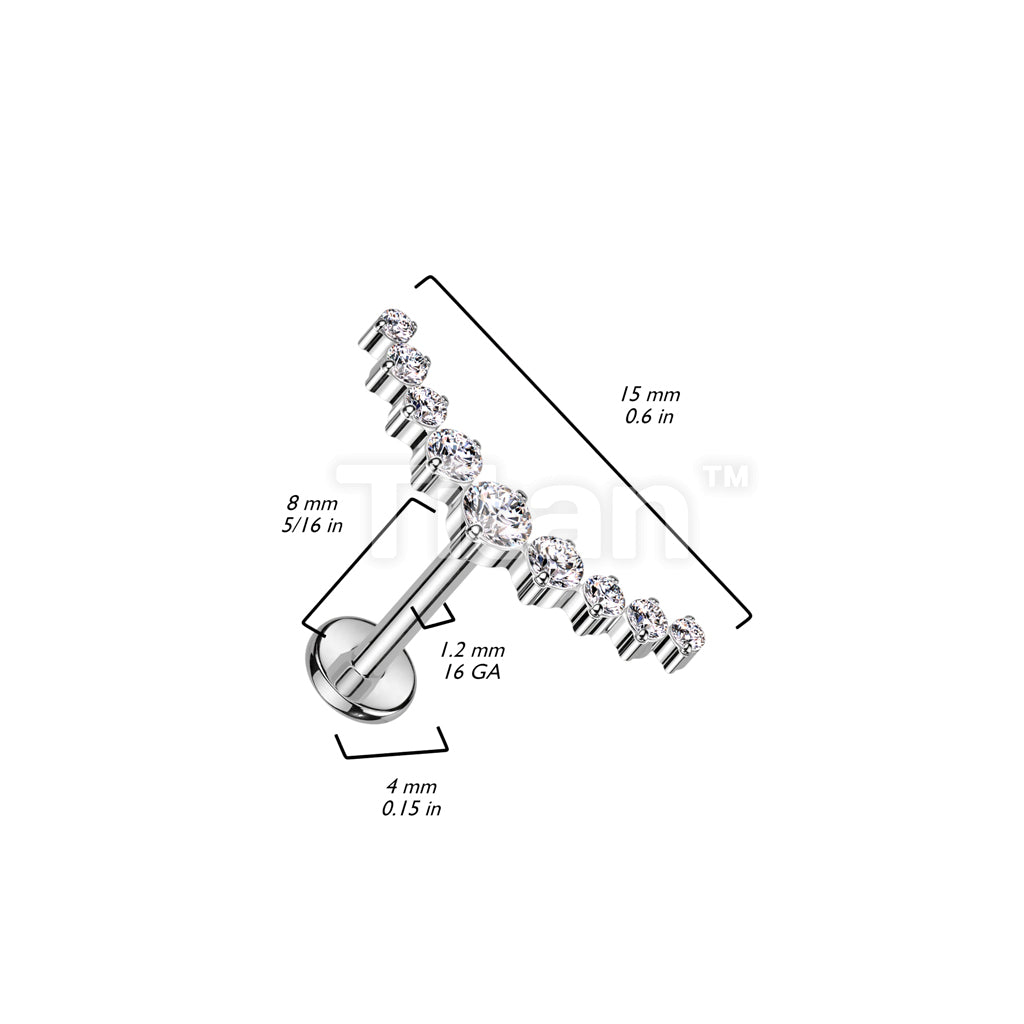 Implant Grade Titanium Internally Threaded Labret With 9 CZ Curved Top - Image 6