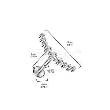 Implant Grade Titanium Internally Threaded Labret With 9 CZ Curved Top - Image 6