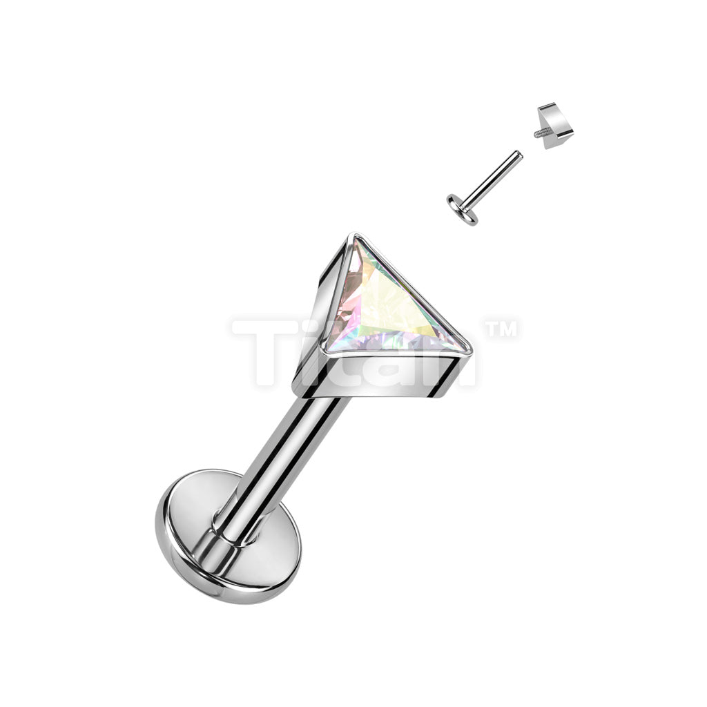Implant Grade Titanium Internally Threaded Labret With Triangle CZ Top - Image 2