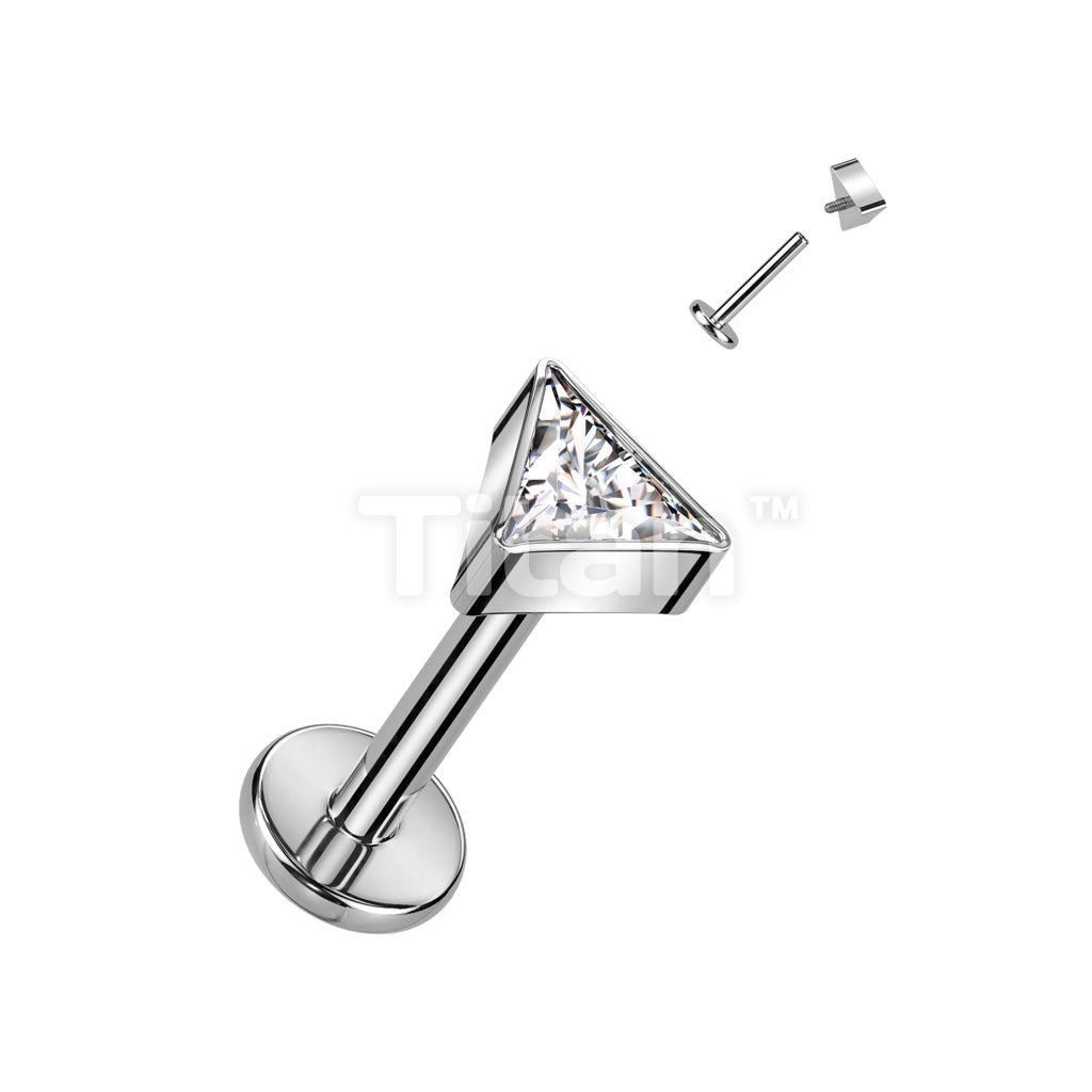 Implant Grade Titanium Internally Threaded Labret With Triangle CZ Top - Image 3