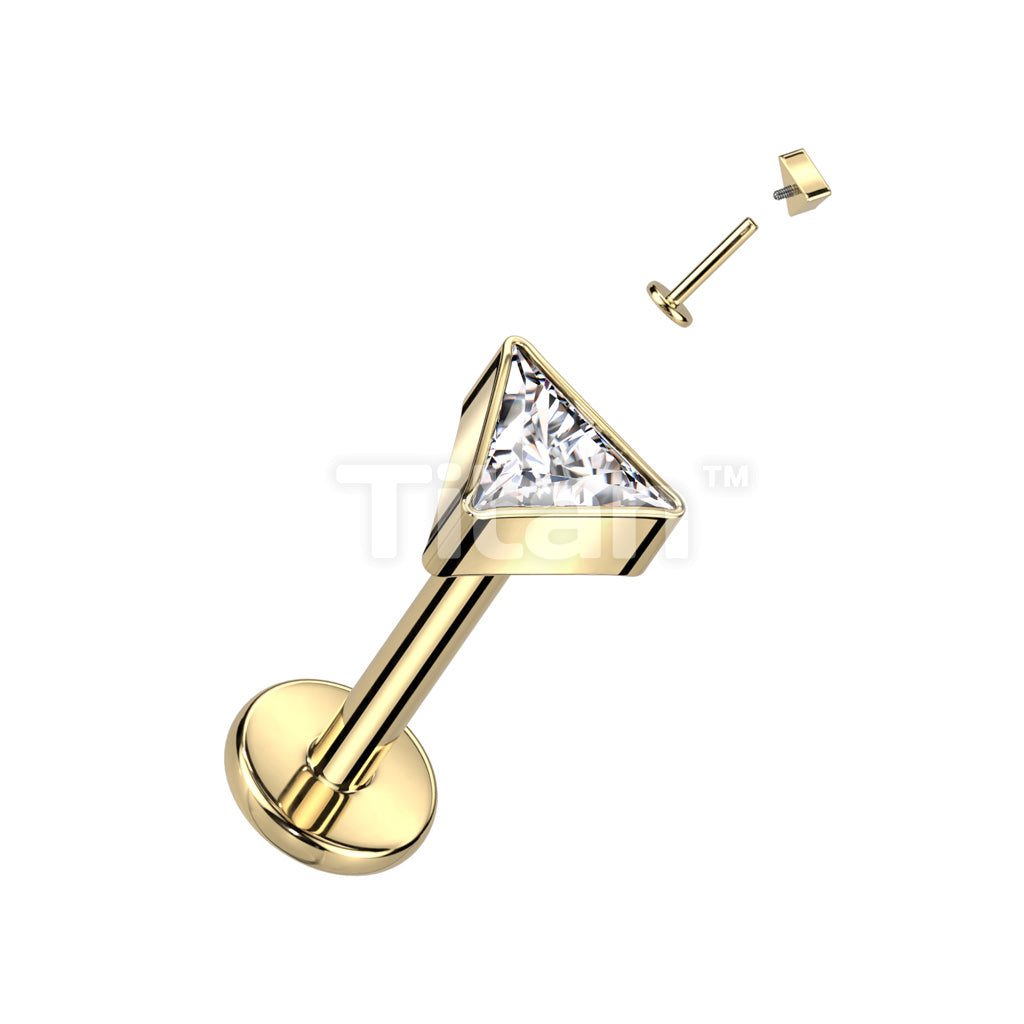 Implant Grade Titanium Internally Threaded Labret With Triangle CZ Top - Image 4