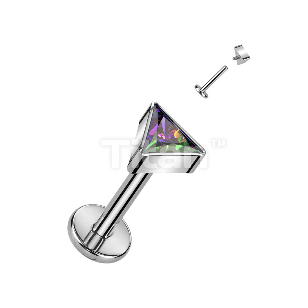 Implant Grade Titanium Internally Threaded Labret With Triangle CZ Top - Image 5