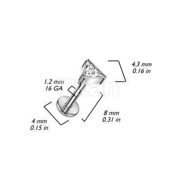 Implant Grade Titanium Internally Threaded Labret With Triangle CZ Top - Image 6