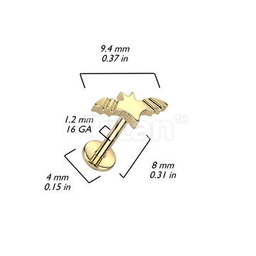 Implant Grade Titanium Internally Threaded Labret With Bat Top - Image 5