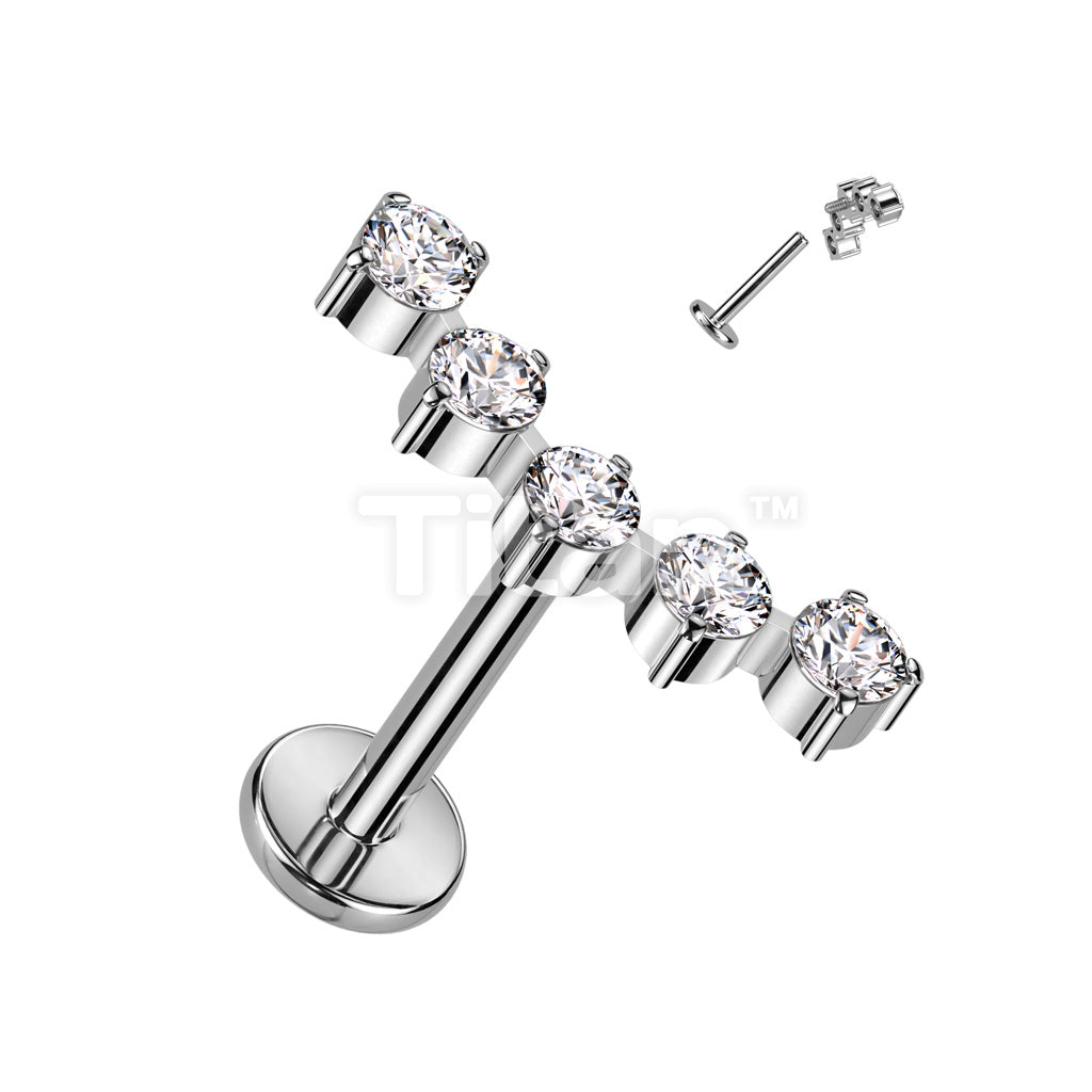 Implant Grade Titanium Internally Threaded With 5 Round CZ Curved Top - Image 3