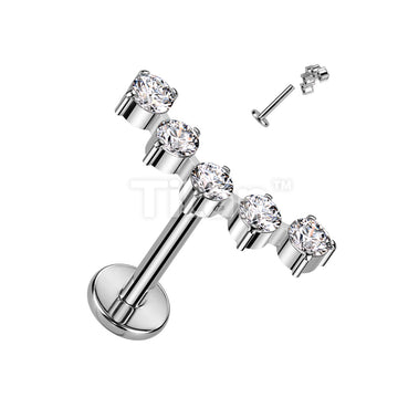 Implant Grade Titanium Internally Threaded With 5 Round CZ Curved Top - Image 3