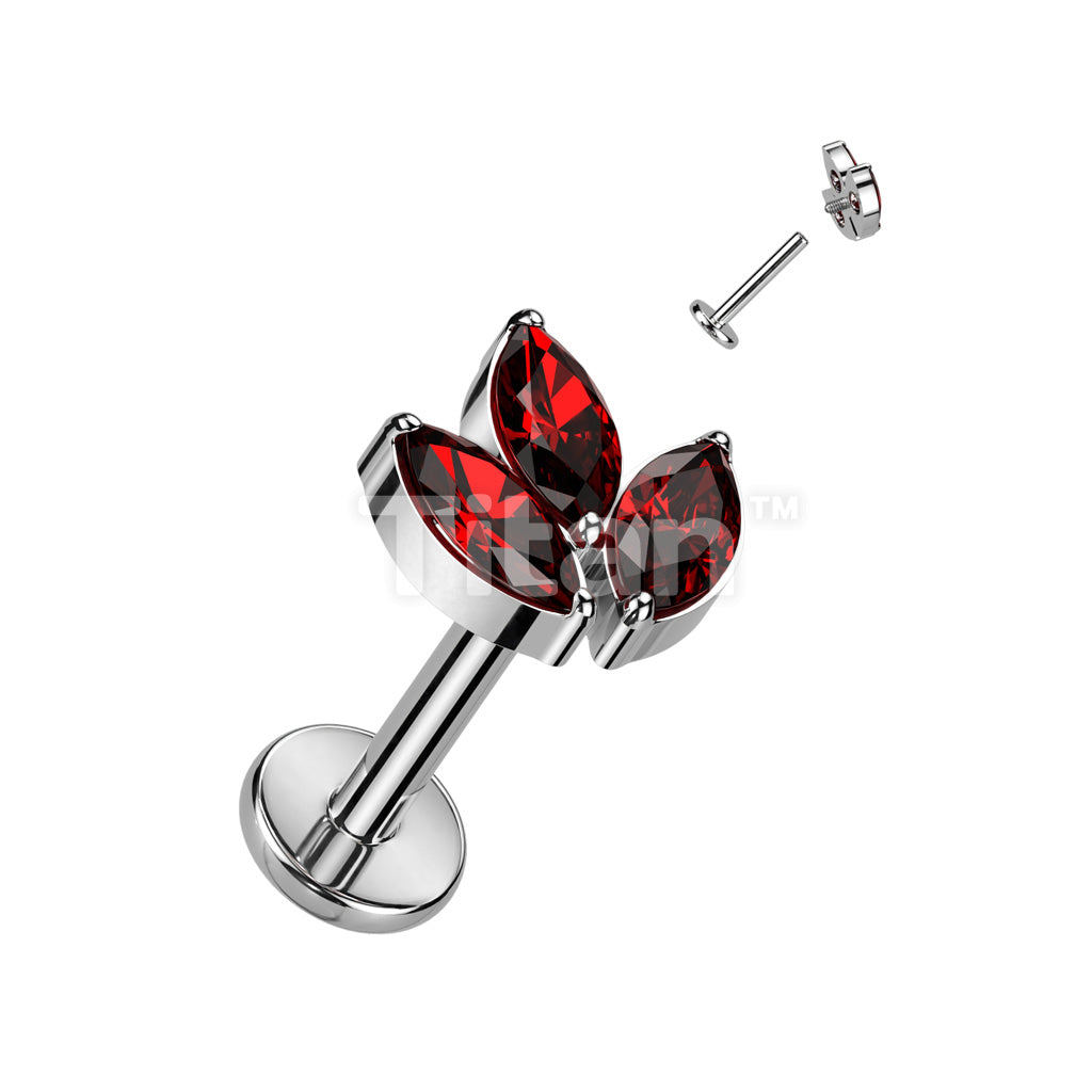 Implant Grade Titanium Internally Threaded With 3 Marquise CZ Leaf Top - Image 8