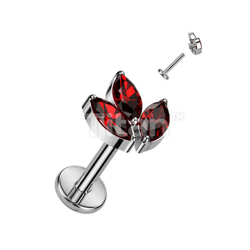 Implant Grade Titanium Internally Threaded With 3 Marquise CZ Leaf Top - Image 8