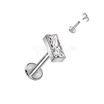 Implant Grade Titanium Internally Threaded Labret With Rectangular CZ Top - Image 2
