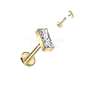 Implant Grade Titanium Internally Threaded Labret With Rectangular CZ Top - Image 3