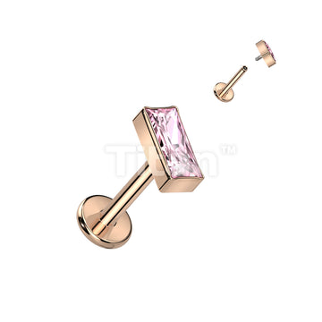 Implant Grade Titanium Internally Threaded Labret With Rectangular CZ Top - Image 5