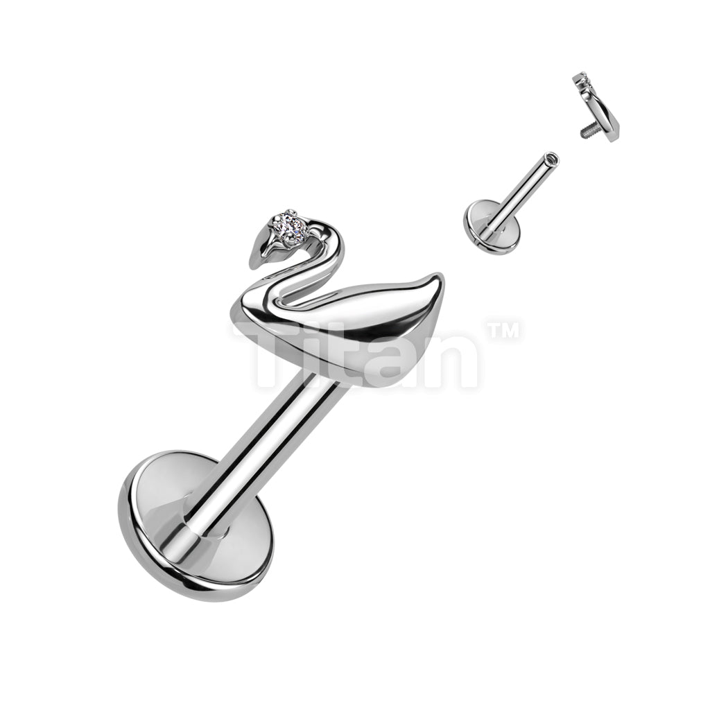 Implant Grade Titanium Internally Threaded Labret With Swan CZ Top - Image 3