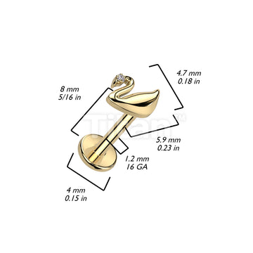 Implant Grade Titanium Internally Threaded Labret With Swan CZ Top - Image 4