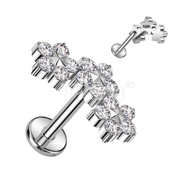 Implant Grade Titanium Internally Threaded Labret With Triple CZ Flower Top - Image 2
