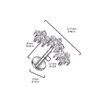 Implant Grade Titanium Internally Threaded Labret With Triple CZ Flower Top - Image 4