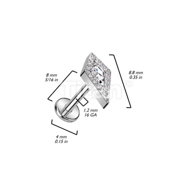 Implant Grade Titanium Internally Threaded Labret With CZ Pave Spear Top - Image 4