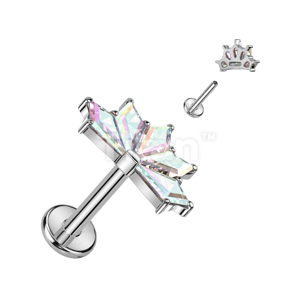 Implant Grade Titanium Internally Threaded Labret With 5 CZ Fan Top - Image 2