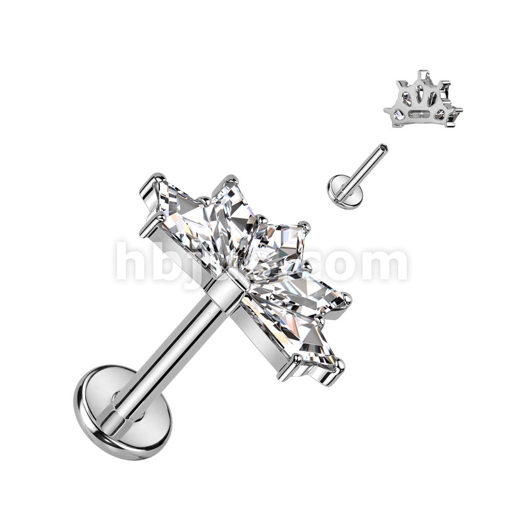 Implant Grade Titanium Internally Threaded Labret With 5 CZ Fan Top - Image 3