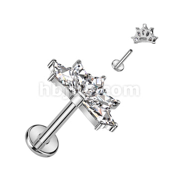 Implant Grade Titanium Internally Threaded Labret With 5 CZ Fan Top - Image 3
